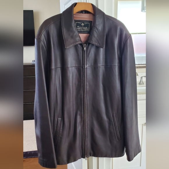 Harold Powell Brown Leather Jacket XL - Picture 2 of 10
